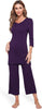 Bamboo Viscose Capri Pajamas for Women Set, 3/4 Sleeve Long Shirts and Capri Pants Lounge Sets, Soft Sleepwear Pjs Set