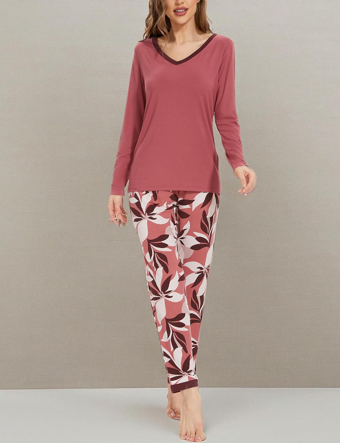 Viscose from Bamboo Women'S Pajama Sets Super Soft Long Sleeve Sleepwear Comfy Winter Pjs Sets S-4X