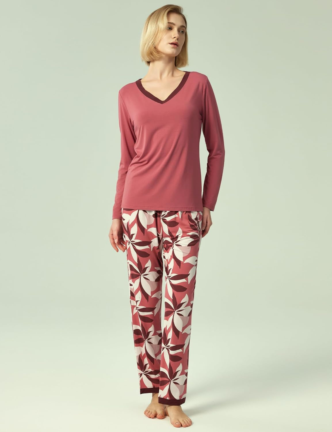 Viscose from Bamboo Women'S Pajama Sets Super Soft Long Sleeve Sleepwear Comfy Winter Pjs Sets S-4X