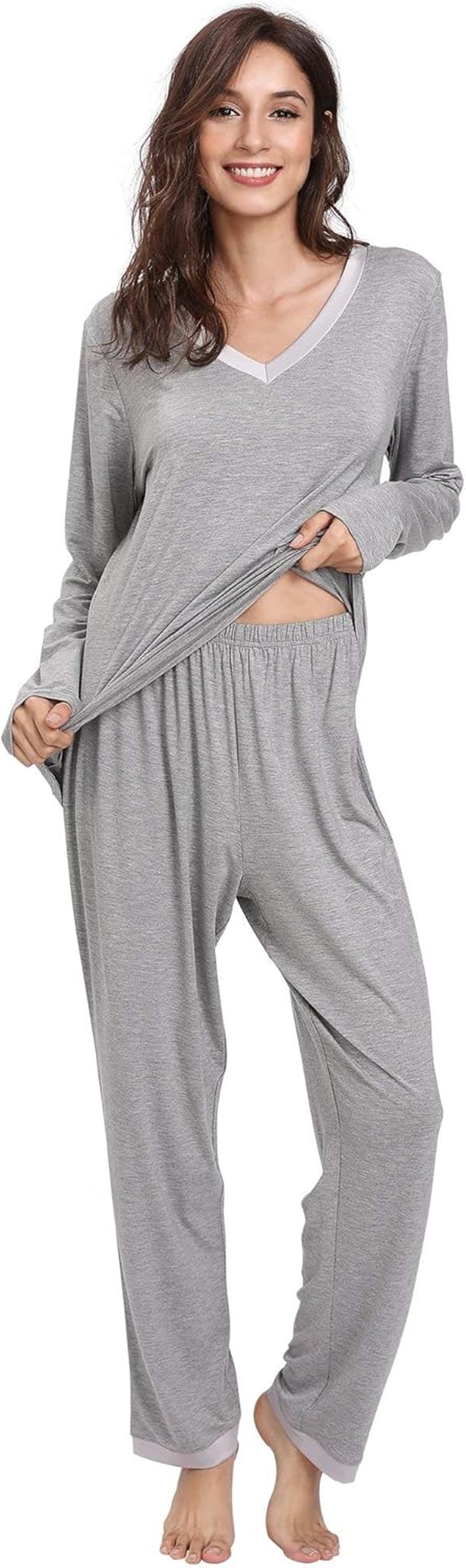 Viscose from Bamboo Women'S Pajama Sets Super Soft Long Sleeve Sleepwear Comfy Winter Pjs Sets S-4X